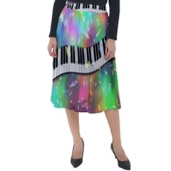 Piano Keys Music Colorful Classic Velour Midi Skirt  by Mariart