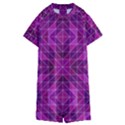 Purple Triangle Pattern Kids  Boyleg Half Suit Swimwear View1