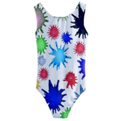 Inks Drops Black Colorful Paint Kids  Cut-out Back One Piece Swimsuit by Pakrebo