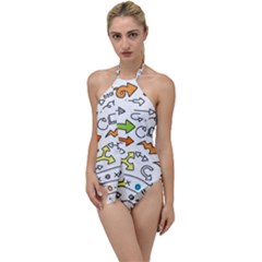 Desktop Pattern Art Graphic Design Go With The Flow One Piece Swimsuit by Pakrebo