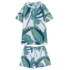 Plants Leaves Tropical Nature Kids  Swim Tee And Shorts Set by Alisyart