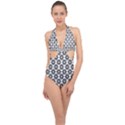 Ornamental Abstract Halter Front Plunge Swimsuit View1