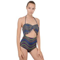 Ornamental Line Abstract Scallop Top Cut Out Swimsuit by Alisyart