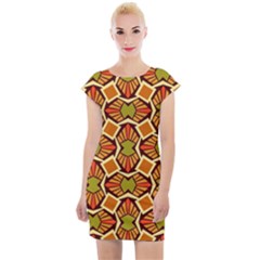 Geometry Shape Retro Trendy Symbol Cap Sleeve Bodycon Dress by Pakrebo