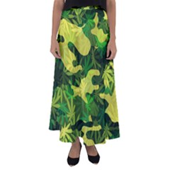 Marijuana Camouflage Cannabis Drug Flared Maxi Skirt by Pakrebo