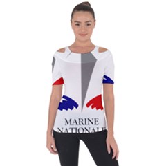 Logo Of French Navy Shoulder Cut Out Short Sleeve Top by abbeyz71