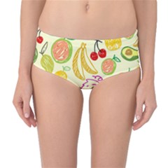 Seamless Pattern Fruit Mid-waist Bikini Bottoms by Mariart