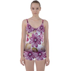Star Flower Tie Front Two Piece Tankini by Mariart