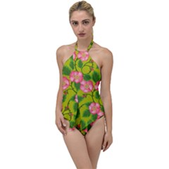 Roses Flowers Pattern Bud Pink Go With The Flow One Piece Swimsuit by Pakrebo