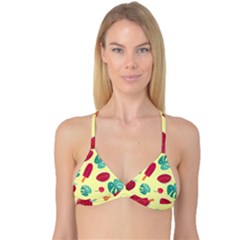 Watermelon Leaves Strawberry Reversible Tri Bikini Top by Pakrebo