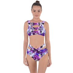 Pretty Purple Pansies Bandaged Up Bikini Set  by retrotoomoderndesigns