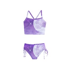Purple Sky Star Moon Clouds Girls  Tankini Swimsuit by Mariart