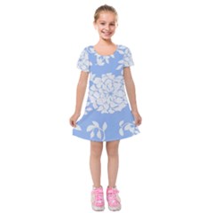 White Dahlias Kids  Short Sleeve Velvet Dress by WensdaiAmbrose