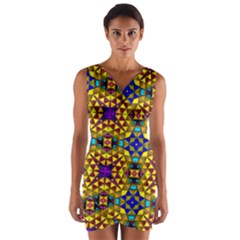 Tile Background Image Graphic Abstract Wrap Front Bodycon Dress