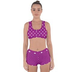 Fuschia Polka Dot Racerback Boyleg Bikini Set by retrotoomoderndesigns