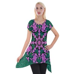 The Most Uniqe Flower Star In Ornate Glitter Short Sleeve Side Drop Tunic by pepitasart