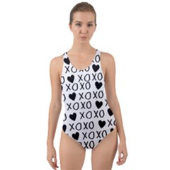 Xo Valentines Day Pattern Cut-out Back One Piece Swimsuit by Valentinaart