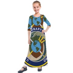 Seal Of United States Navy Expeditionary Combat Command Kids  Quarter Sleeve Maxi Dress by abbeyz71