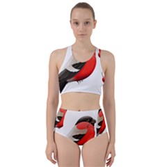 Red Robin Berry Red Berries Bird Racer Back Bikini Set by Wegoenart
