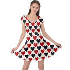 Red & Black Hearts - Eggshell Cap Sleeve Dress by WensdaiAmbrose