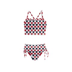 Red & Black Hearts - Eggshell Girls  Tankini Swimsuit by WensdaiAmbrose