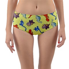 Dinosaurs - Yellow Finch Reversible Mid-waist Bikini Bottoms by WensdaiAmbrose