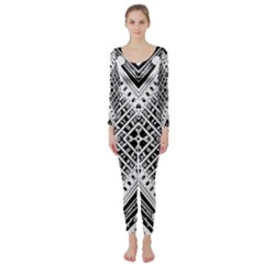 Pattern Tile Repeating Geometric Long Sleeve Catsuit