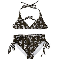 White Hearts - Black Background Kids  Classic Bikini Set by alllovelyideas