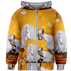 Wonderful Unicorn With Fairy Kids  Zipper Hoodie Without Drawstring by FantasyWorld7