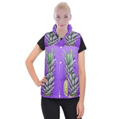Pineapple Purple Women s Button Up Vest