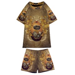 Awesome Steampunk Easter Egg With Flowers, Clocks And Gears Kids  Swim Tee And Shorts Set by FantasyWorld7