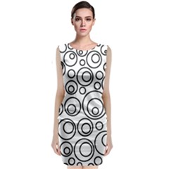 Abstract Black On White Circles Design Sleeveless Velvet Midi Dress by LoolyElzayat