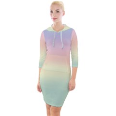 Balmy Pastel Seashore Quarter Sleeve Hood Bodycon Dress by retrotoomoderndesigns