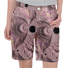 Fractal Tender Rose Cream Pocket Shorts by Pakrebo
