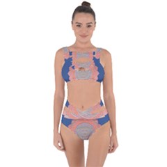 Boho Bliss Peach Metallic Mandala Bandaged Up Bikini Set 