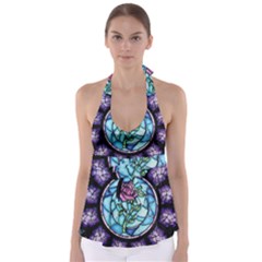 Cathedral Rosette Stained Glass Beauty And The Beast Babydoll Tankini Top by Sudhe