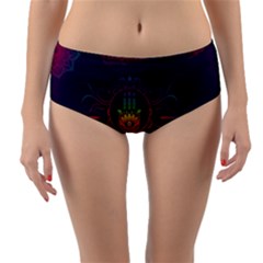 Boho Hamsa Mandala Reversible Mid-waist Bikini Bottoms by lucia