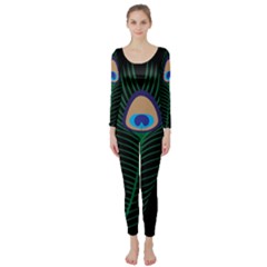 Peacock Feather Long Sleeve Catsuit by Sudhe