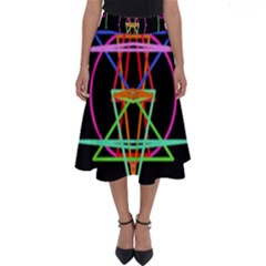 Drawing Of A Color Mandala On Black Perfect Length Midi Skirt by Sudhe