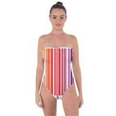 Colorful Gradient Barcode Tie Back One Piece Swimsuit by Sudhe
