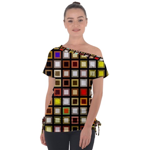 Squares Colorful Texture Modern Art Tie-up Tee by Sudhe