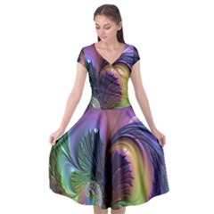 Fractal Artwork Art Swirl Vortex Cap Sleeve Wrap Front Dress by Sudhe
