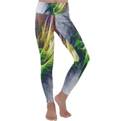 Fractal Art Paint Pattern Texture Kids  Lightweight Velour Classic Yoga Leggings by Sudhe