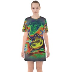 Abstract Transparent Background Sixties Short Sleeve Mini Dress by Sudhe