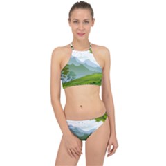 Forest Landscape Photography Illustration Racer Front Bikini Set by Sudhe