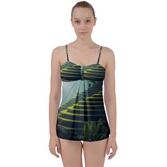 Scenic View Of Rice Paddy Babydoll Tankini Set by Sudhe