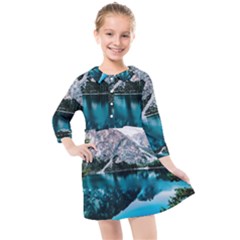 Daylight Forest Glossy Lake Kids  Quarter Sleeve Shirt Dress by Sudhe
