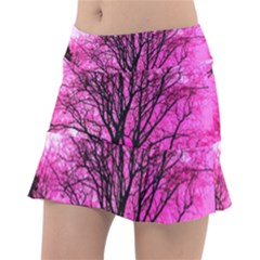 Pink Silhouette Tree Tennis Skirt by Sudhe