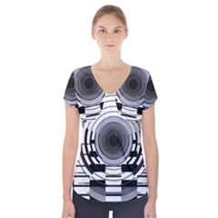 Glass Illustration Technology Short Sleeve Front Detail Top by Sudhe