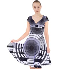 Glass Illustration Technology Cap Sleeve Front Wrap Midi Dress by Sudhe